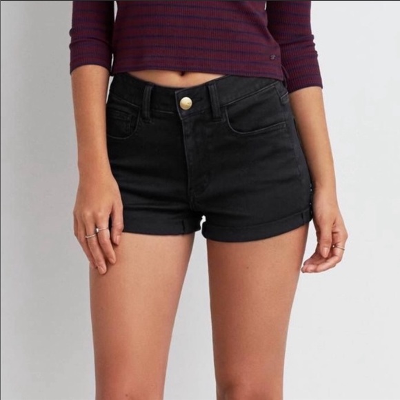 American Eagle Outfitters Pants - American Eagle Black Hi Rise Shorts 4